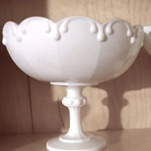 vintage milk glass pedestal fruit bowl. The big one
